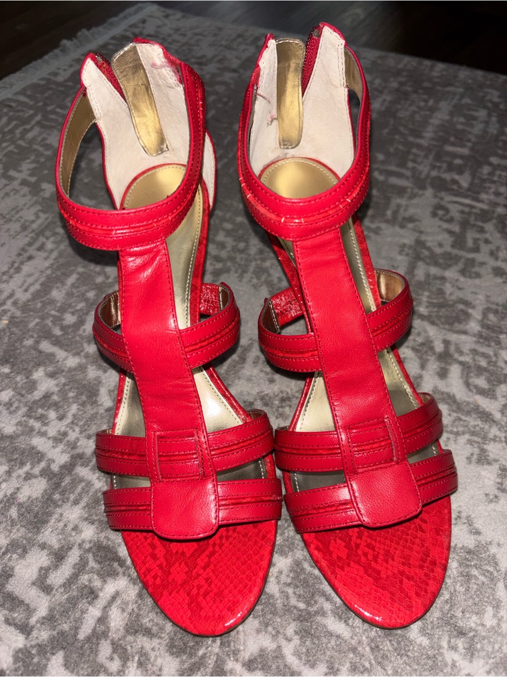 Alfani Red Strappy T‑Bar High Heel Sandals
